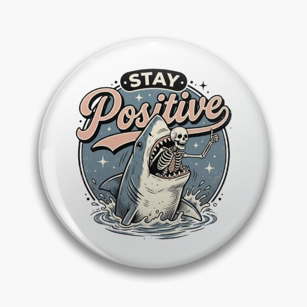 Item preview, Stay Positive Shark Skeleton Thumbs Up Funny Dark Humor Retro Tattoo Graphic designed and sold by raedattia.