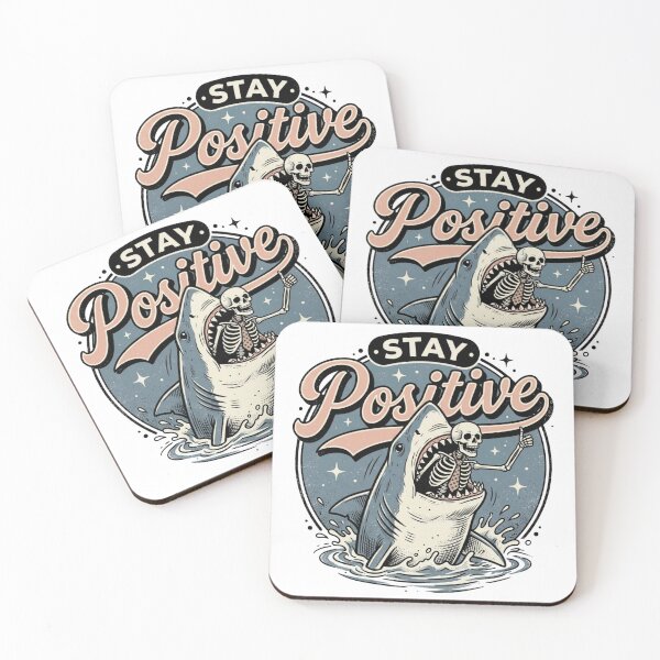 Item preview, Stay Positive Shark Skeleton Thumbs Up Funny Dark Humor Retro Tattoo Graphic designed and sold by raedattia.