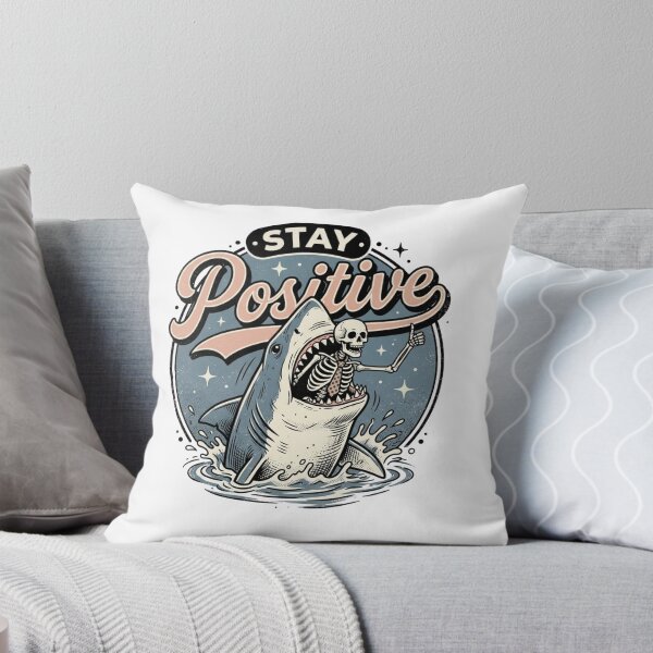 Item preview, Stay Positive Shark Skeleton Thumbs Up Funny Dark Humor Retro Tattoo Graphic designed and sold by raedattia.