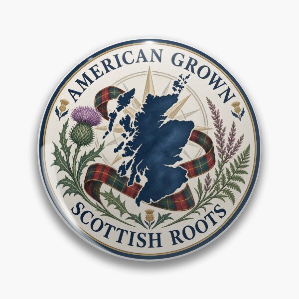 Item preview, American Grown Scottish Roots Heritage Pride Scotland Badge designed and sold by ArcanePrintsxo.