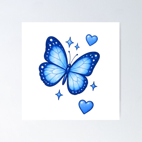 Item preview, Cute Blue Butterfly with Hearts and Sparkles designed and sold by Kiralemon.