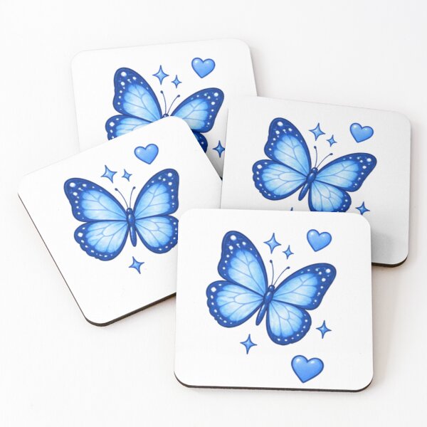 Item preview, Cute Blue Butterfly with Hearts and Sparkles designed and sold by Kiralemon.