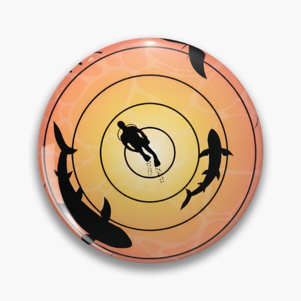 Item preview, Diver with Sharks Ocean Silhouette Art designed and sold by YarningsandYear.