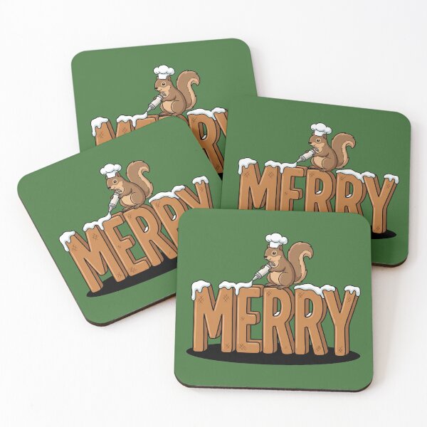 Item preview, Baker Squirrel Decorating Merry Gingerbread Christmas Pastry Chef Holiday Pop Art designed and sold by Rare By Hero.