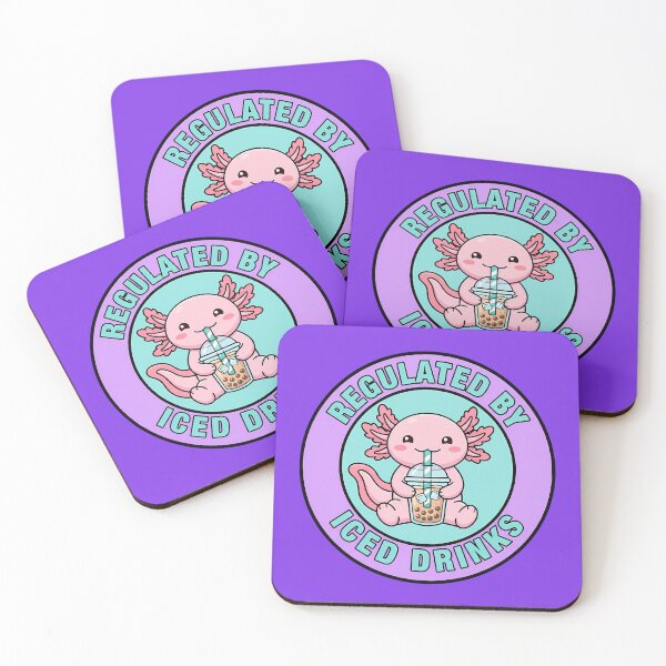 Item preview, Regulated By Iced Drinks Cute Pink Axolotl Badge designed and sold by DripCultureLab.