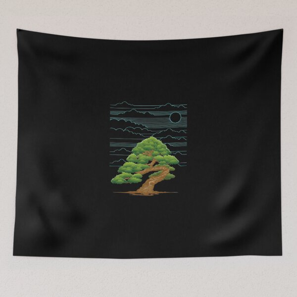 Item preview, Zen Pine Tree with Linear Clouds Sun designed and sold by hottlekxsvayq.
