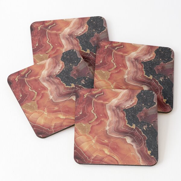 Item preview, Red Terracotta Agate Marble with Gold Glitter Veins — Luxury Geode Texture Art designed and sold by LYAN-STORE.
