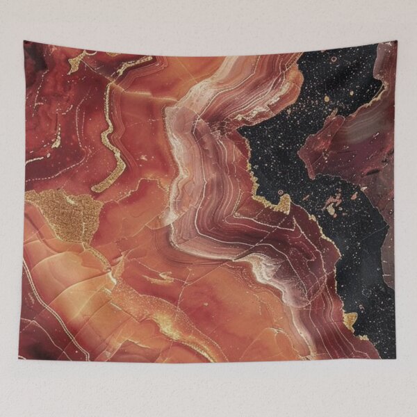 Item preview, Red Terracotta Agate Marble with Gold Glitter Veins — Luxury Geode Texture Art designed and sold by LYAN-STORE.
