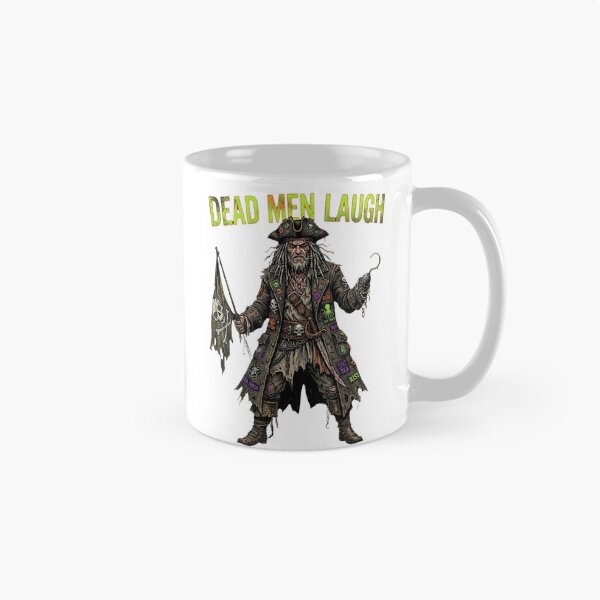 Item preview, Dead Men Laugh - Punk Pirate Captain with Hook & Jolly Roger Flag Art designed and sold by StickVerse by Owais.