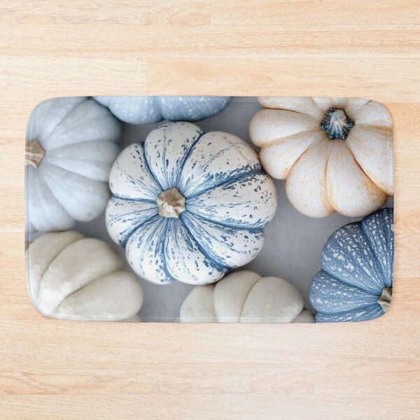 Item preview, Cozy Blue and White Heirloom Pumpkins — Modern Coastal Autumn Photography designed and sold by LYAN-STORE.