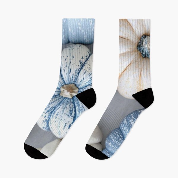 Item preview, Cozy Blue and White Heirloom Pumpkins — Modern Coastal Autumn Photography designed and sold by LYAN-STORE.