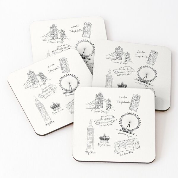 Item preview, Hand Drawn London Landmarks Black and White Sketch Art designed and sold by HBBS DESIGNS.