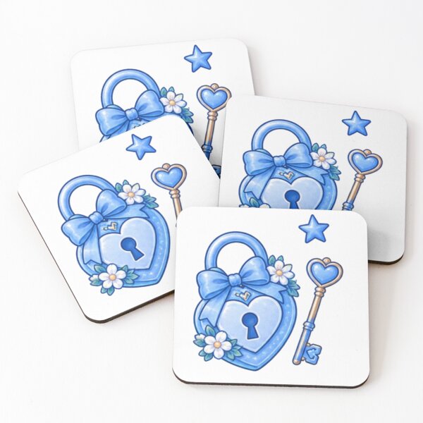 Item preview, Cute Blue Heart Lock and Magic Key designed and sold by Kiralemon.