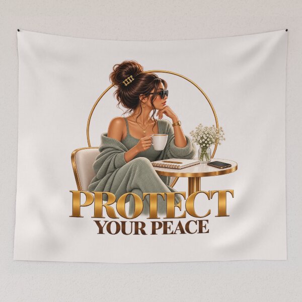 Item preview, Protect your peace - Chic Coziness & Self Care Girl designed and sold by ElleMind.