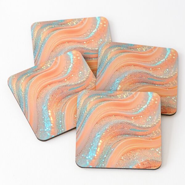 Item preview, Pastel Peach and Turquoise Sparkle Waves — Glam Glitter Wave Texture Art designed and sold by LYAN-STORE.