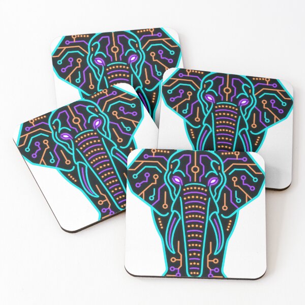 Item preview, Elephant Neon Circuit Art (Front View) designed and sold by justjendigital.