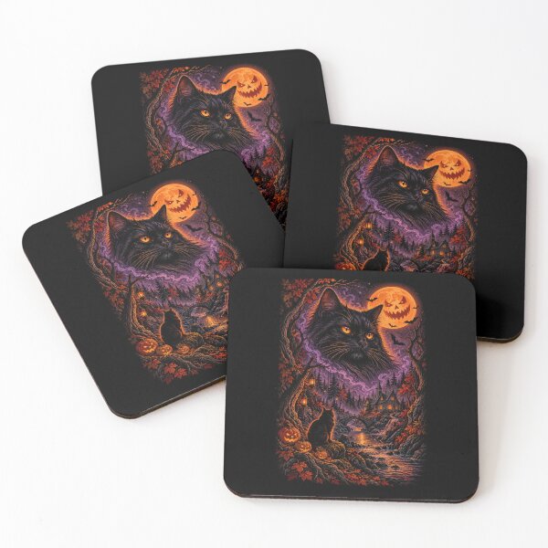 Item preview, Mystical Black Cat Halloween Forest – Pumpkin Moon Fantasy designed and sold by WILLIAMS-BR.