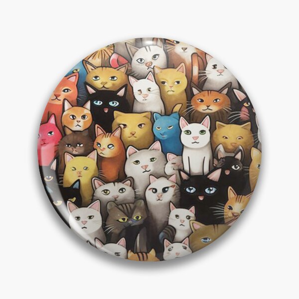 Item preview, Crowd of Colorful Grumpy Cats – Cute Cat Pattern Art designed and sold by frantuliuss.