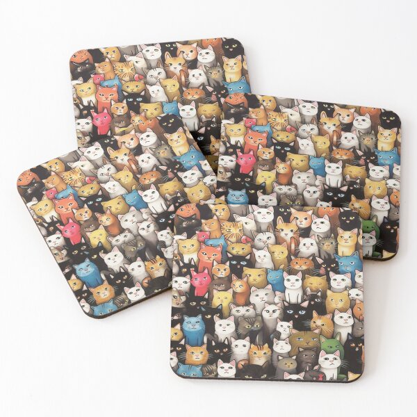 Item preview, Crowd of Colorful Grumpy Cats – Cute Cat Pattern Art designed and sold by frantuliuss.