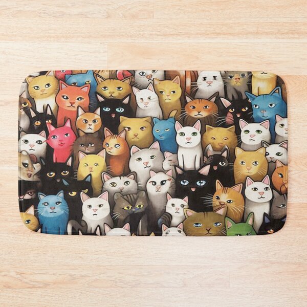 Item preview, Crowd of Colorful Grumpy Cats – Cute Cat Pattern Art designed and sold by frantuliuss.