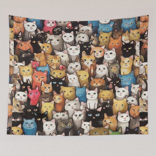 Item preview, Crowd of Colorful Grumpy Cats – Cute Cat Pattern Art designed and sold by frantuliuss.