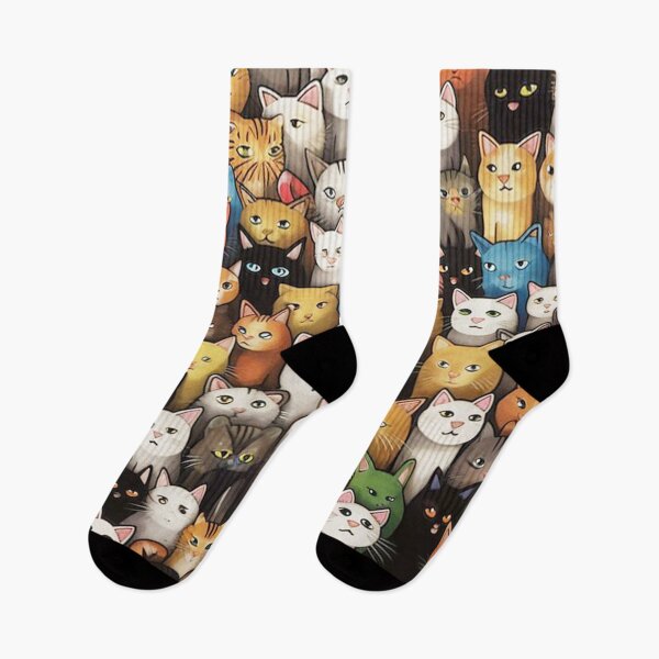 Item preview, Crowd of Colorful Grumpy Cats – Cute Cat Pattern Art designed and sold by frantuliuss.