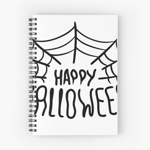 Item preview, Happy Halloween Lettering with Spider Web — Spooky Black and White Typography designed and sold by LYAN-STORE.