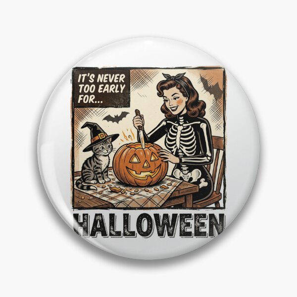 Item preview, Never Too Early For Halloween Vintage 1950s Skeleton Pin Up Comic Art designed and sold by raedattia.