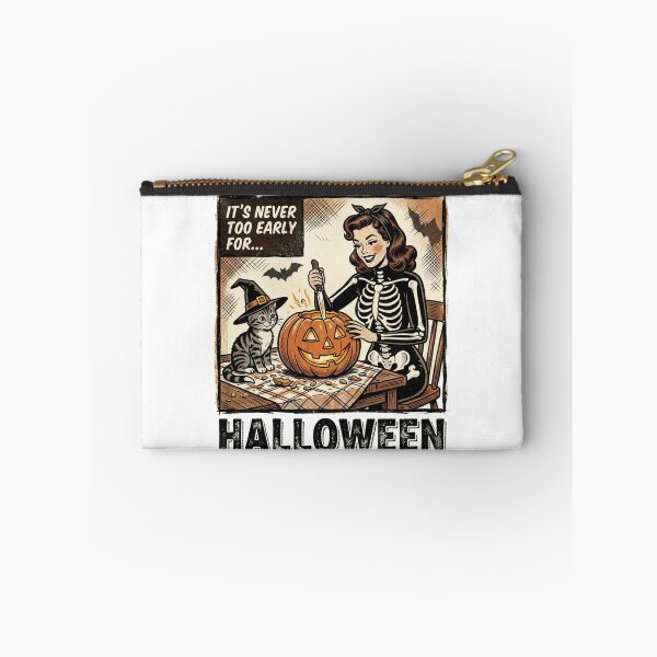 Item preview, Never Too Early For Halloween Vintage 1950s Skeleton Pin Up Comic Art designed and sold by raedattia.