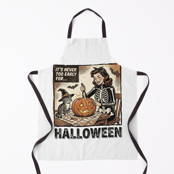 Item preview, Never Too Early For Halloween Vintage 1950s Skeleton Pin Up Comic Art designed and sold by raedattia.
