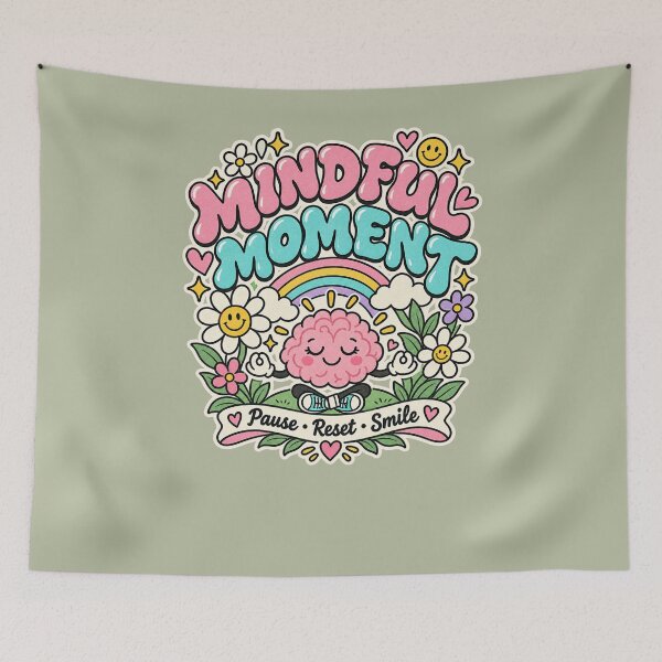 Item preview, Mindful Moment, Pause Reset Smile,  Positive Mental Wellness Design designed and sold by Right-UR.