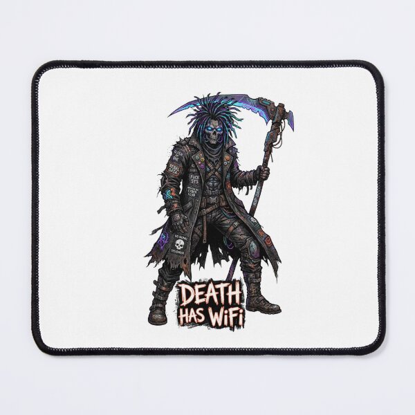 Item preview, Death Has WiFi - Cyberpunk Grim Reaper with Glitch Scythe & Rebel Patches Art designed and sold by StickVerse by Owais.