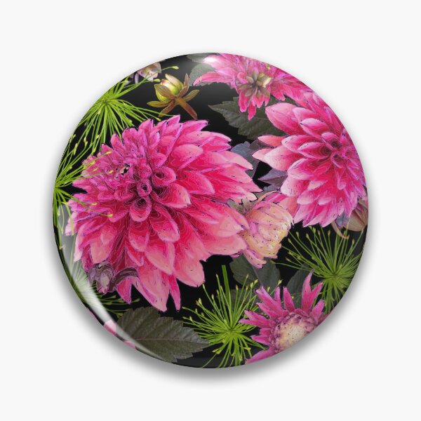 Item preview, Dahlias and Papyrus on Black designed and sold by Art in My Loft.