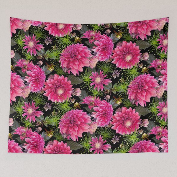 Item preview, Dahlias and Papyrus on Black designed and sold by Art in My Loft.