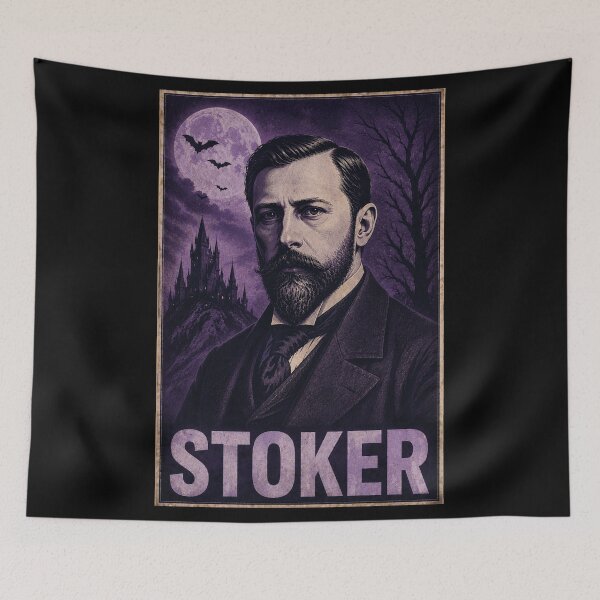 Item preview, Stoker Hope Poster - Dark Purple Gothic Bram Stoker Portrait, Dracula Author Art designed and sold by ValentinaHramov.