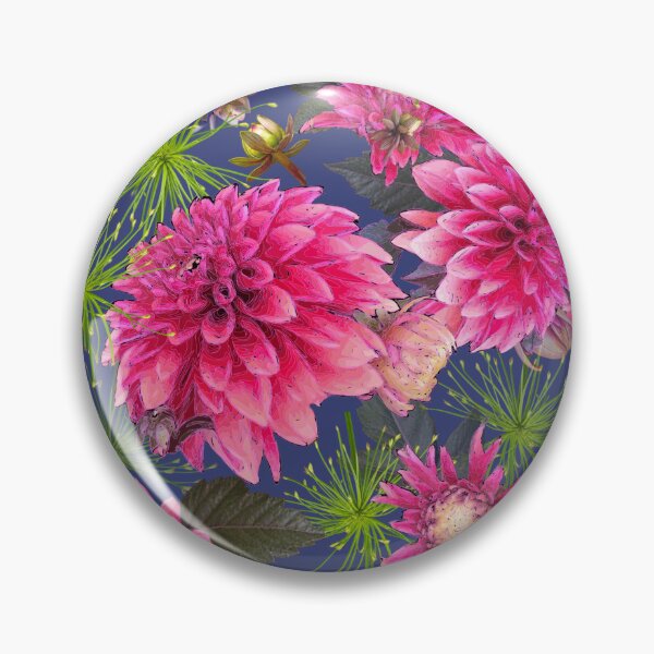 Item preview, Dahlias and Papyrus on Deep Periwinkle 364076 designed and sold by Art in My Loft.