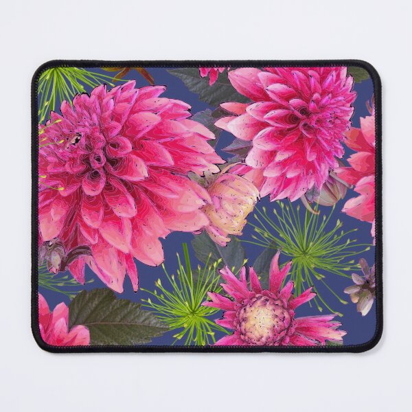Item preview, Dahlias and Papyrus on Deep Periwinkle 364076 designed and sold by Art in My Loft.