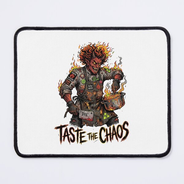 Item preview, Taste the Chaos - Hellfire Demon Chef with Cleaver & Boiling Pot Art designed and sold by StickVerse by Owais.