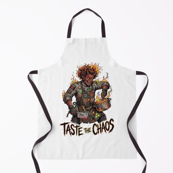 Item preview, Taste the Chaos - Hellfire Demon Chef with Cleaver & Boiling Pot Art designed and sold by StickVerse by Owais.