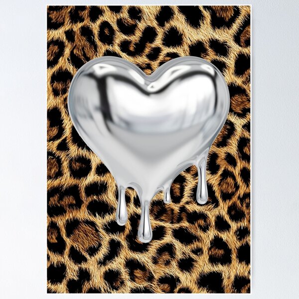 Item preview, Chrome Melting Heart Leopard Print designed and sold by jianina-alondra.