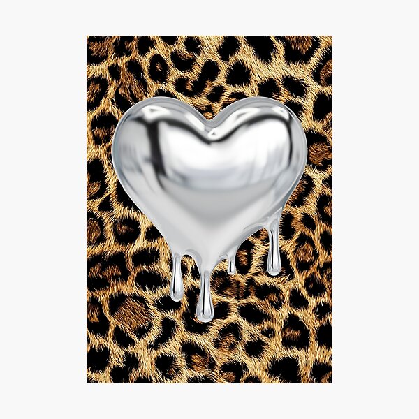 Item preview, Chrome Melting Heart Leopard Print designed and sold by jianina-alondra.