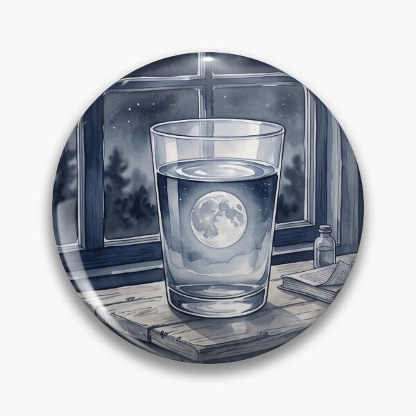 Item preview, Glass of Water Reflecting the Moon designed and sold by InkPixell.