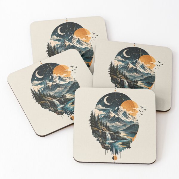 Item preview, Cosmic Wilderness – Surreal Mountain Lake & Moon Nature Art designed and sold by KenjiSano.