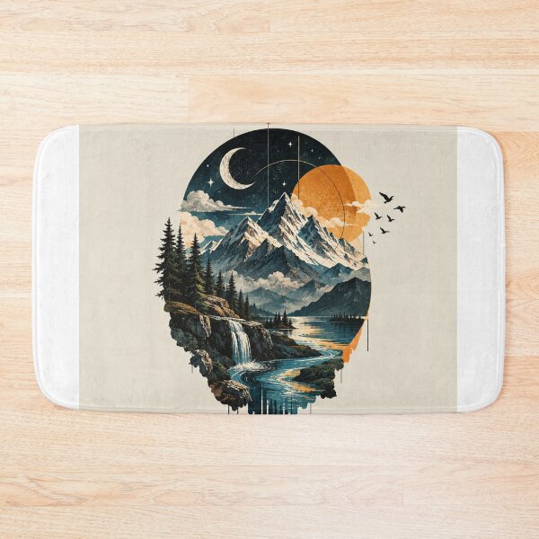Item preview, Cosmic Wilderness – Surreal Mountain Lake & Moon Nature Art designed and sold by KenjiSano.