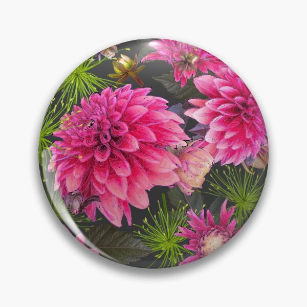 Item preview, Dahlias and Papyrus on Dark Grey 333333 designed and sold by Art in My Loft.