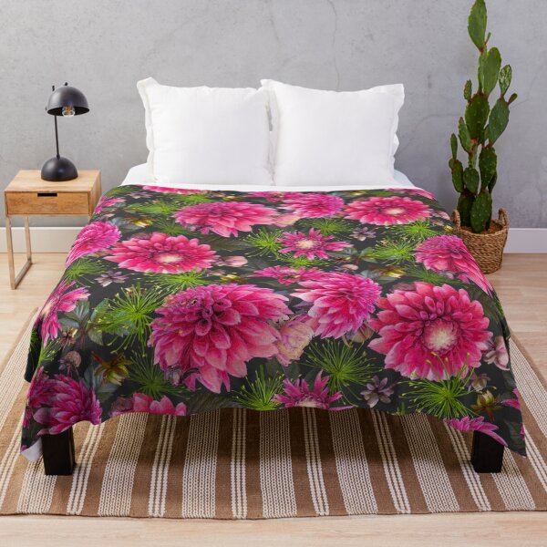 Item preview, Dahlias and Papyrus on Dark Grey 333333 designed and sold by Art in My Loft.