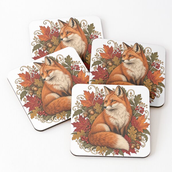 Item preview, Vintage Fox Autumn Botanical Illustration designed and sold by Golden Era Studio.