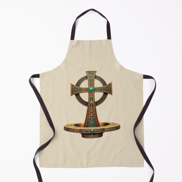 Item preview, Ornate Celtic Cross Art – Mystical Bronze and Turquoise Sacred Symbol designed and sold by 'VARI'.