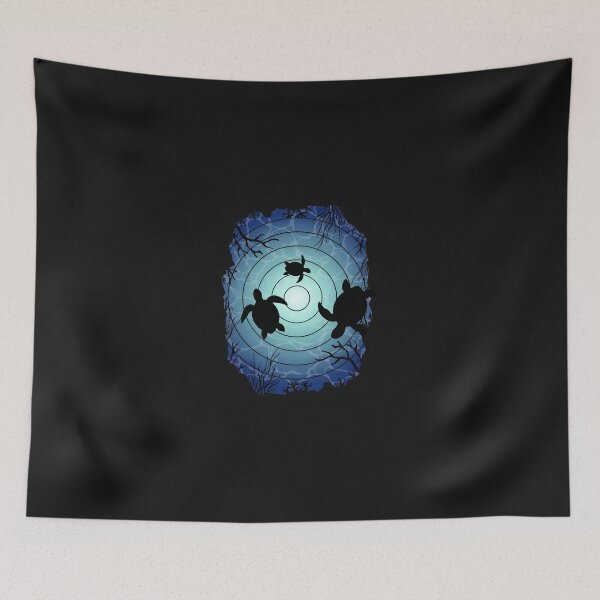Item preview, Sea Turtle Silhouette Trio Underwater Graphic designed and sold by YarningsandYear.