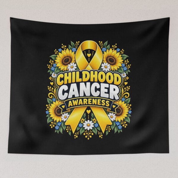 Item preview, Pediatric Cancer Awareness Yellow Ribbon Floral Wreath Support Design designed and sold by Trendably.